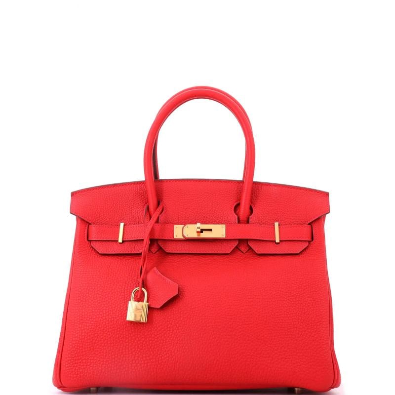 Hermes Birkin Handbag Red Togo with Gold Hardware 30: Condition: Pre-owned - Good,Brand: Hermes,Exterior Material: Leather,Style: Totes,Exterior Color: Red,Department: Women,Size: 30,Accessories: Clochette, Keys, Box, Lock, Dust Bag Condition: Very good.