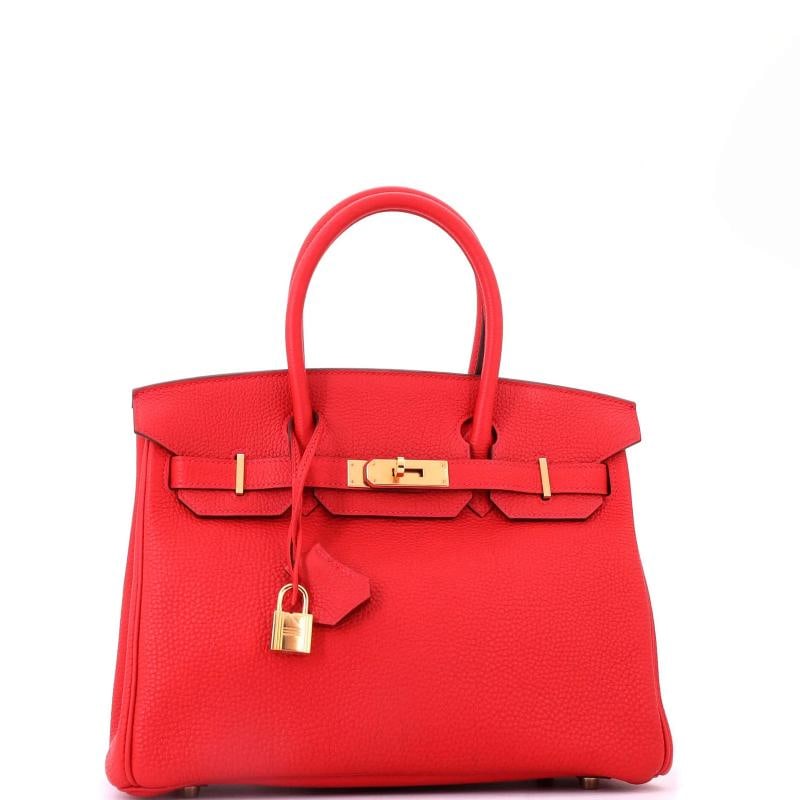 Hermes Birkin Handbag Red Togo with Gold Hardware 30 - 3