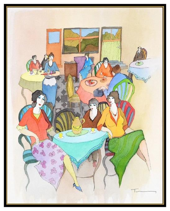 Itzchak Tarkay Original Watercolor Painting On Art Paper Signed Framed Artwork - 2