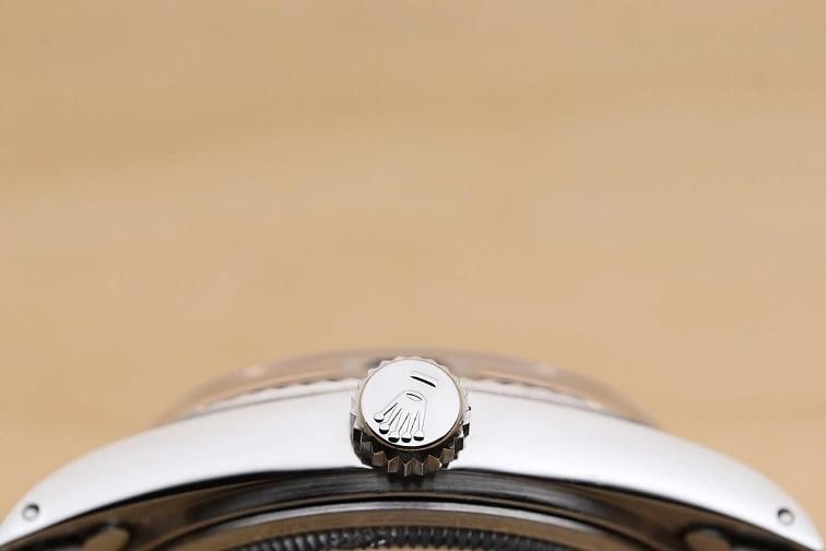 ROLEX DATEJUST 1601 18K WHITE GOLD BLACK DIAL STAINLESS STEEL OYSTER WATCH - 9