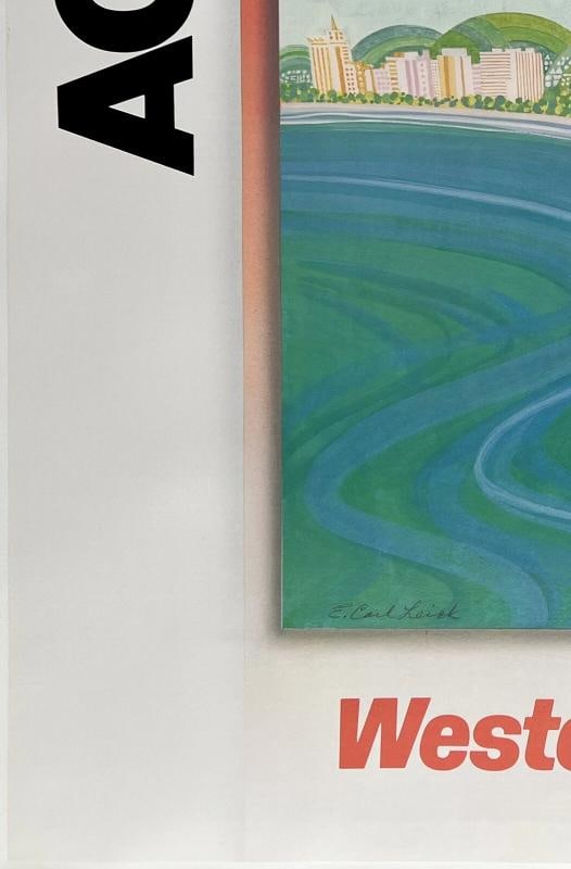 Original Vintage Poster ACAPULCO WESTERN AIRLINES Airline Travel Tourism LINEN - 4
