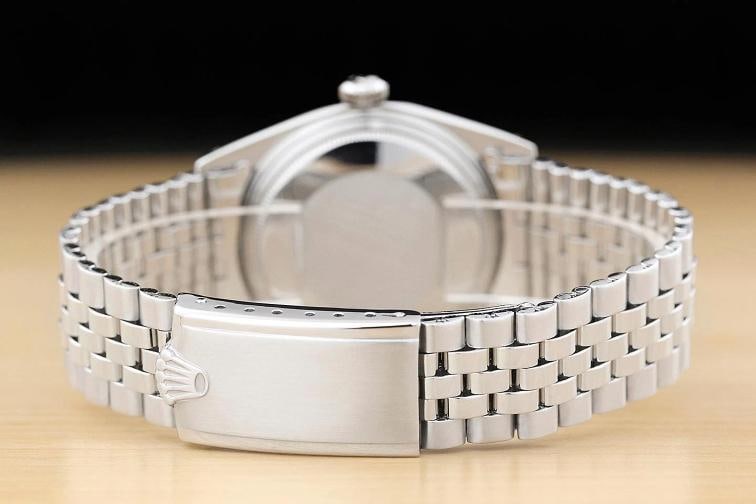 ROLEX DATEJUST 1601 GRAY DIAL 18K WHITE GOLD STEEL FOLDED BRACELET WATCH - 6