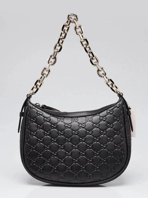 Gucci Black Guccissima Embossed Leather Half Moon Small Shoulder Bag: Condition: Pre-owned - Good,Brand: Gucci,Exterior Material: Leather,Style: Everyday Bags,Exterior Color: Black,Department: Women,Country of Origin: Italy Description This gorgeous Gucci Black Embossed