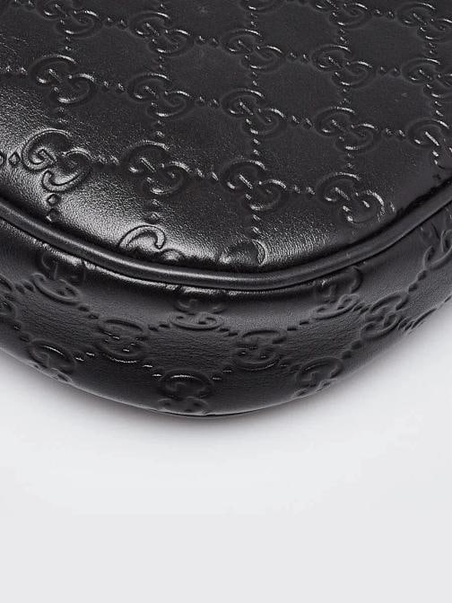 Gucci Black Guccissima Embossed Leather Half Moon Small Shoulder Bag - 4