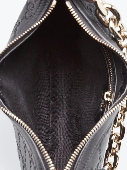 Gucci Black Guccissima Embossed Leather Half Moon Small Shoulder Bag - 8