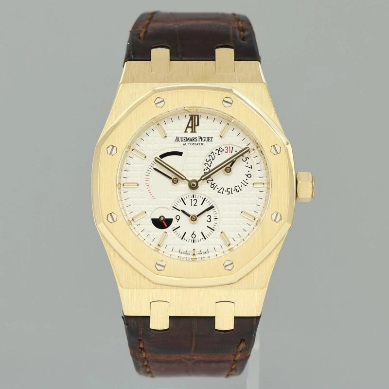 MINT Audemars Piguet AP Royal Oak Yellow Gold 26120ba 39mm White Leather Watch - 2