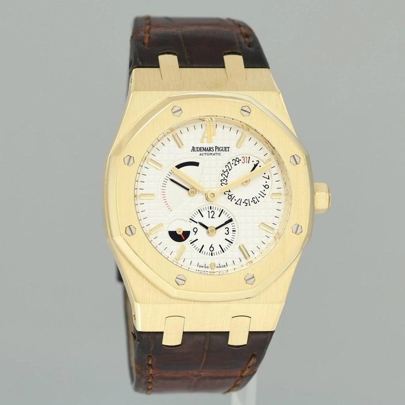 MINT Audemars Piguet AP Royal Oak Yellow Gold 26120ba 39mm White Leather Watch - 3