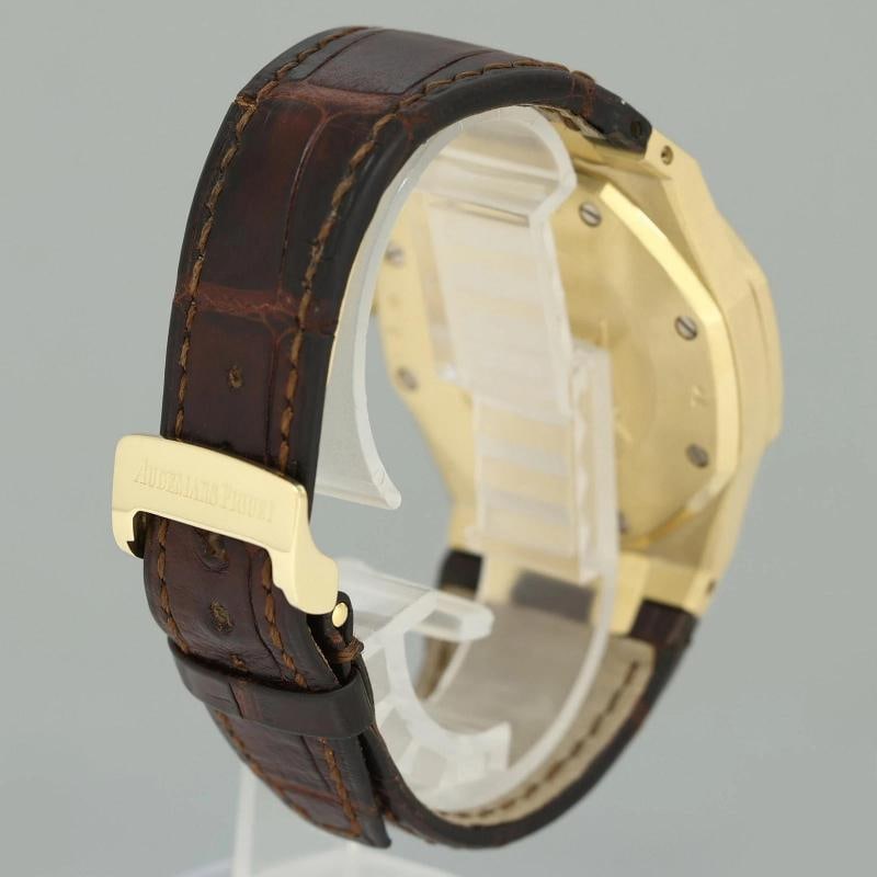 MINT Audemars Piguet AP Royal Oak Yellow Gold 26120ba 39mm White Leather Watch - 6
