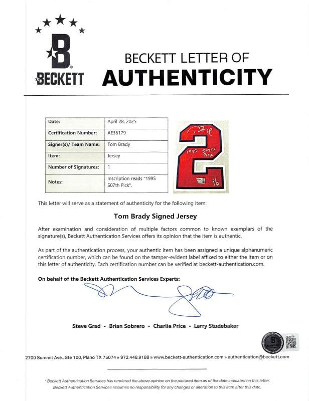 Tom Brady "1995 507th Pick" Signed M&N Authentic Jersey LE #2/12 BAS, FAN & PSA - 8