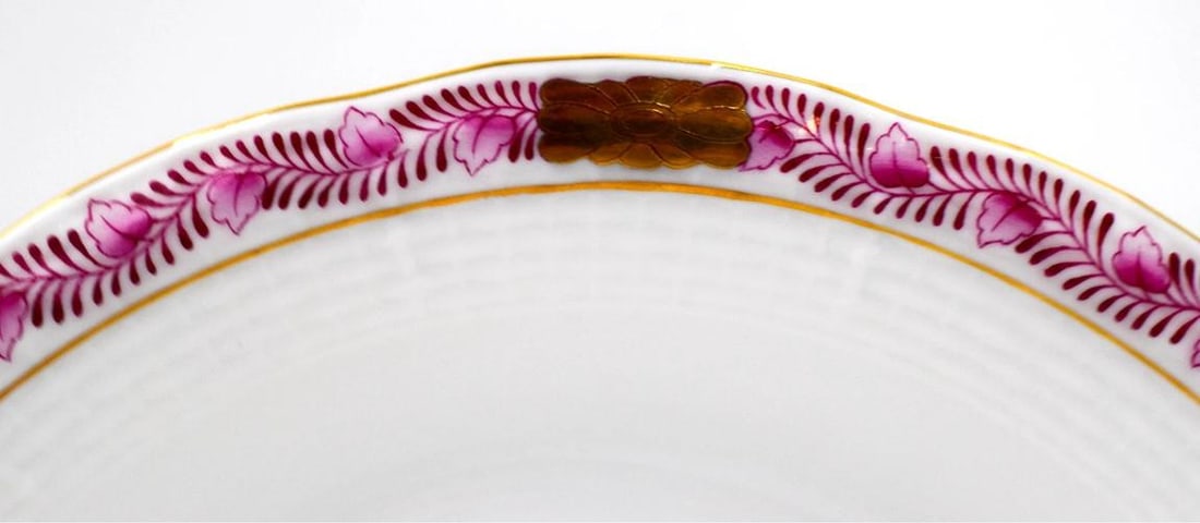 Set of 6 Herend Chinese Bouquet Raspberry Cream Soups & Underplates Hand Painted - 8