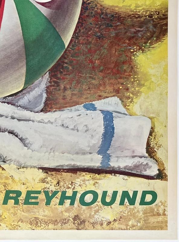 Original Vintage Poster GULF COAST GO GREYHOUND Bus USA Travel Florida Beach OL - 5