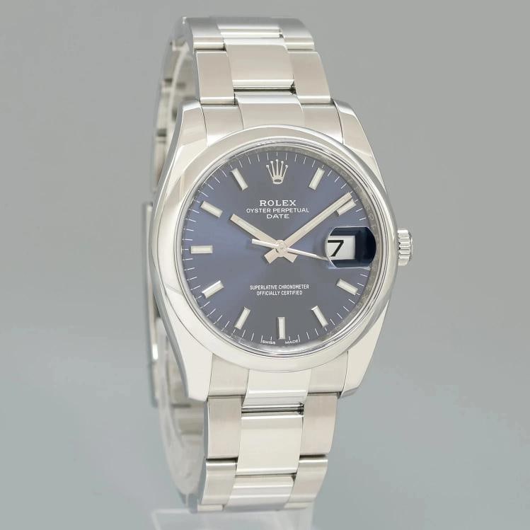 2020 MINT Rolex 115200 Blue Stick Oyster Perpetual Date 34mm Stainless Steel - 3