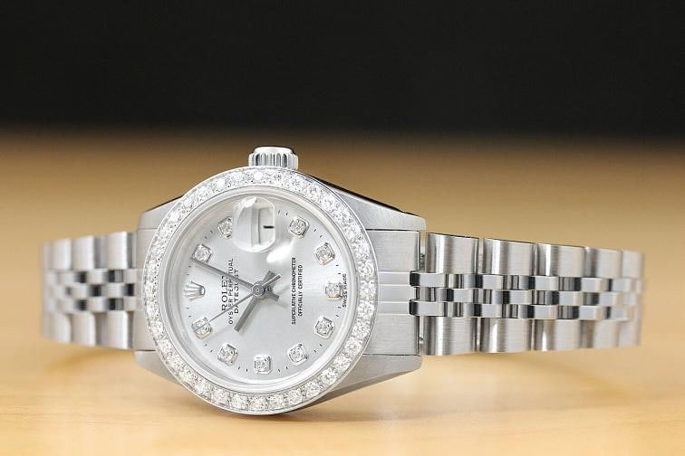 LADIES ROLEX DATEJUST 69174 QUICKSET SILVER DIAMOND 18K WHITE GOLD STEEL WATCH - 2