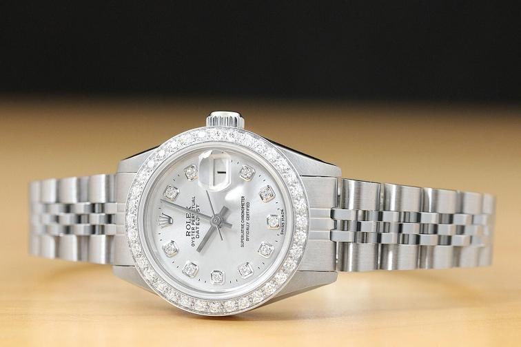 LADIES ROLEX DATEJUST 69174 QUICKSET SILVER DIAMOND 18K WHITE GOLD STEEL WATCH - 3