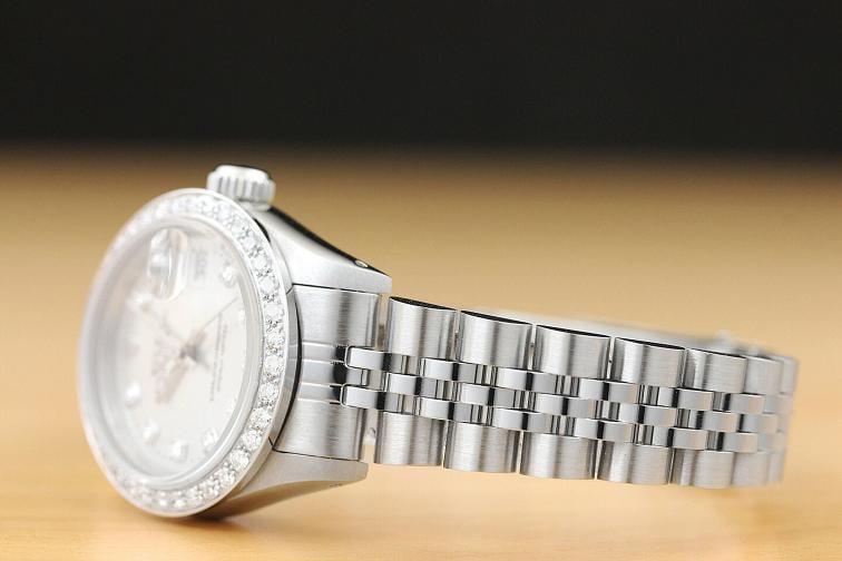 LADIES ROLEX DATEJUST 69174 QUICKSET SILVER DIAMOND 18K WHITE GOLD STEEL WATCH - 4