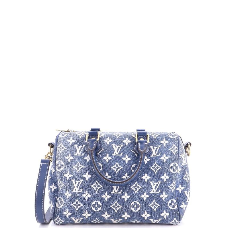 Louis Vuitton Speedy Bandouliere Bag Monogram Jacquard Denim 25: Condition: Pre-owned - Good,Brand: Louis Vuitton,Exterior Material: Denim,Style: Shoulder Bags,Exterior Color: Blue,Department: Women,Size: 25,Accessories: With Strap Condition: Very Good. Exterior: h