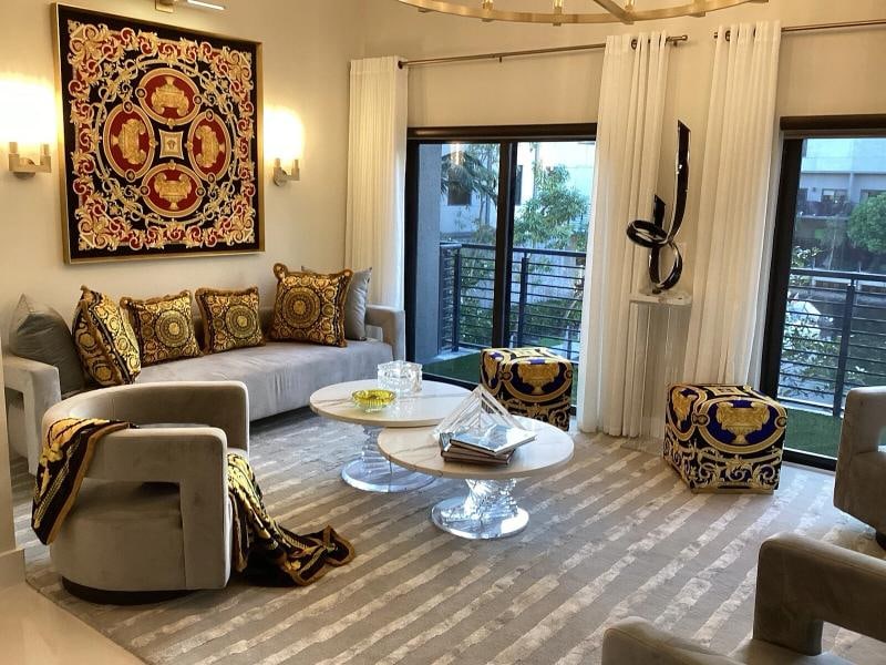 4 Custom Made Versace Pillows Lion And Urn Print Velvet Upholstery Fabric - 3