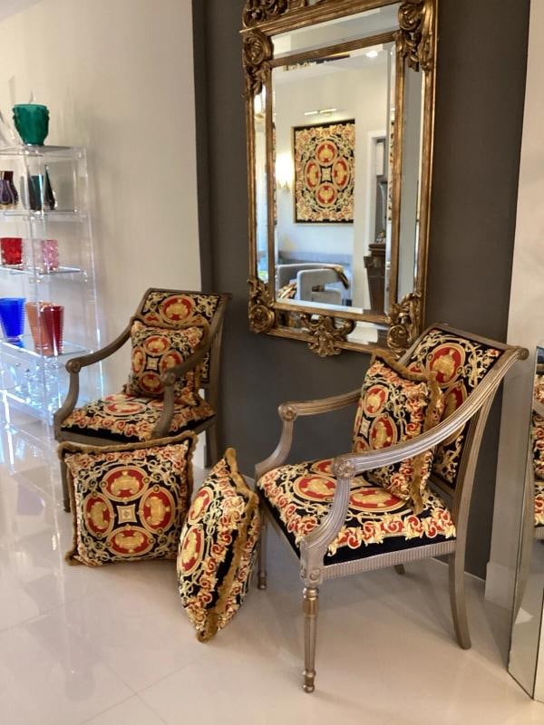 4 Custom Made Versace Pillows Lion And Urn Print Velvet Upholstery Fabric - 4