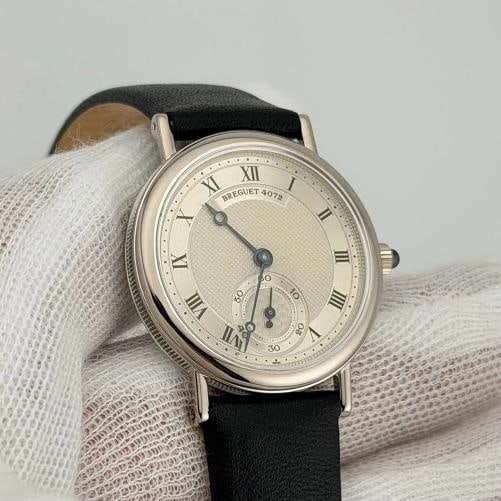 Breguet Classique 3210 30.5mm Silver Roman Dial Manual Winding 18k White Gold - 5