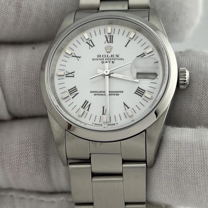Rolex Date 15200 34mm White Roman Dial Stainless Steel Box Papers - 2