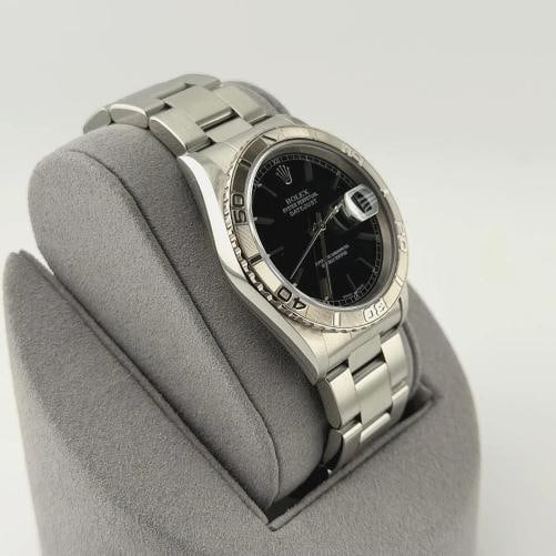 Rolex Datejust Turn O Graph Thunderbird 16264 36mm Black Dial 18k Gold Steel - 4
