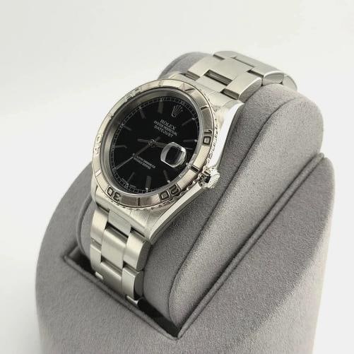 Rolex Datejust Turn O Graph Thunderbird 16264 36mm Black Dial 18k Gold Steel - 5