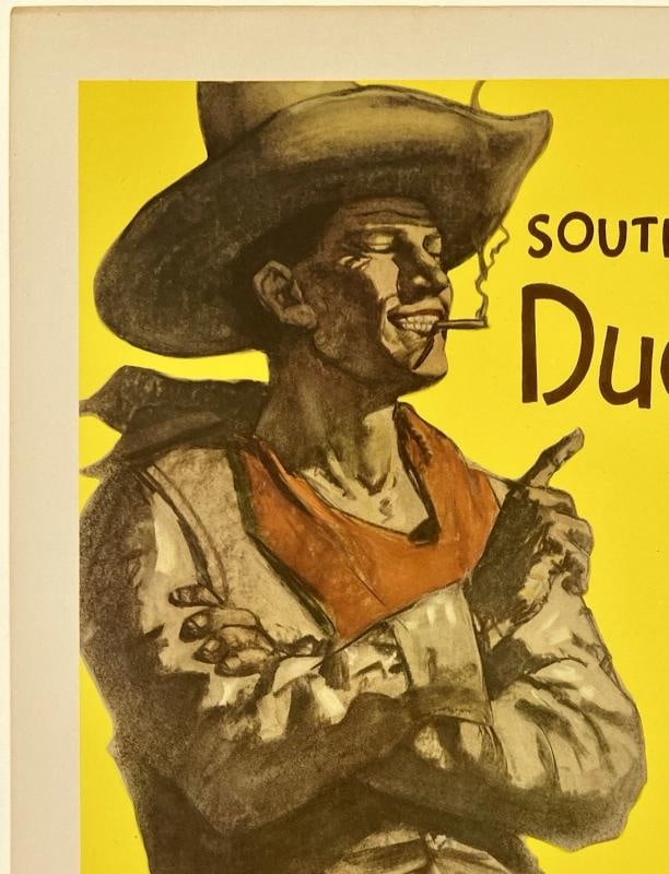 Original Vintage Poster SANTA FE RAILROAD DUDE RANCHES Rail Travel Tourism LINEN - 2