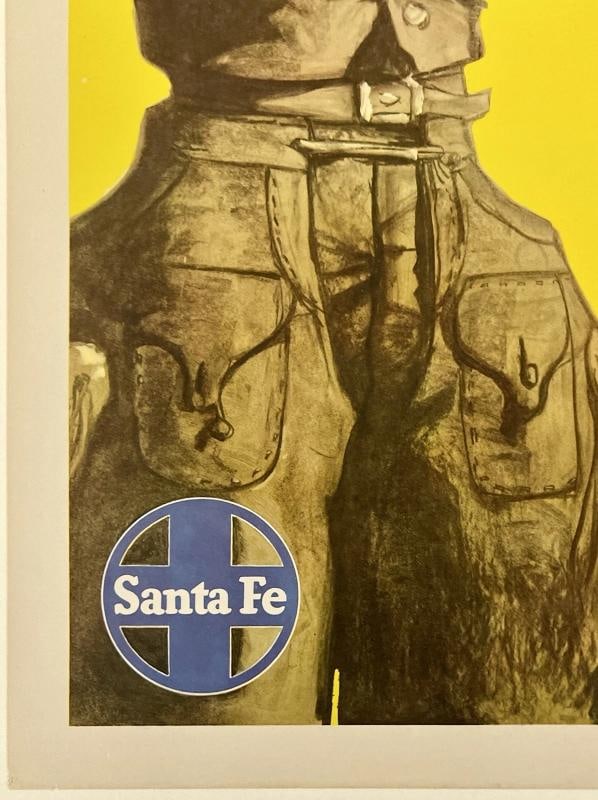 Original Vintage Poster SANTA FE RAILROAD DUDE RANCHES Rail Travel Tourism LINEN - 4
