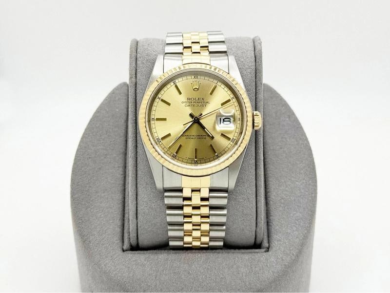 Rolex Datejust 16233 36mm Champagne Dial 18k Yellow Gold Steel Box Paper - 3