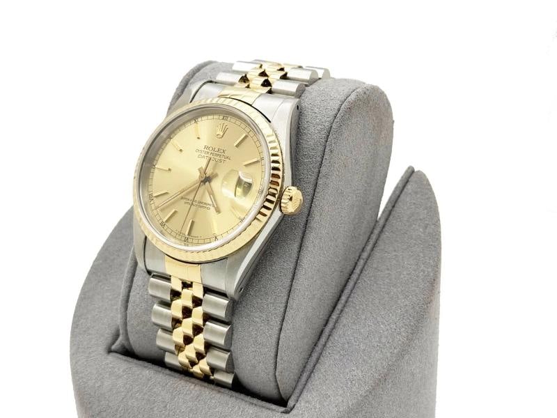 Rolex Datejust 16233 36mm Champagne Dial 18k Yellow Gold Steel Box Paper - 8