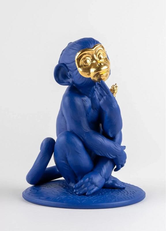 LLADRO LIMITED ED. BLUE-GOLD LITTLE MONKEY FIGURINE #9548 BRAND NIB - 3