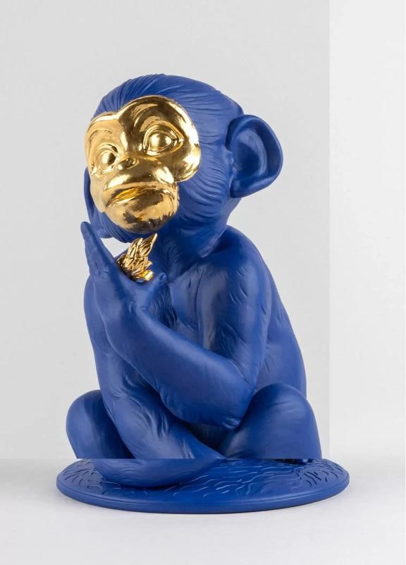 LLADRO LIMITED ED. BLUE-GOLD LITTLE MONKEY FIGURINE #9548 BRAND NIB - 6