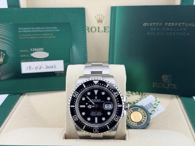 2022 Rolex Sea Dweller Red Letters 126600 43mm Black Dial Steel Box Paper - 14