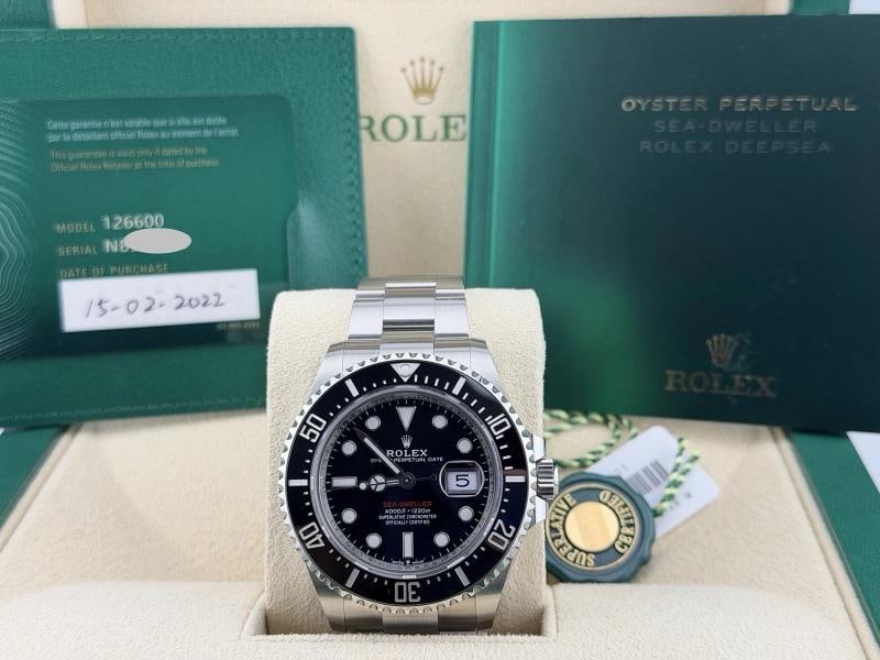 2022 Rolex Sea Dweller Red Letters 126600 43mm Black Dial Steel Box Paper: Condition: Pre-owned - Excellent,Bezel Color: Black,Year Manufactured: 2020-Now,Band/Strap: Rolex Oyster,Case Color: Silver,Department: Men,Watch Shape: Round,Style: Casual, Classic, Dress/Formal, Lux