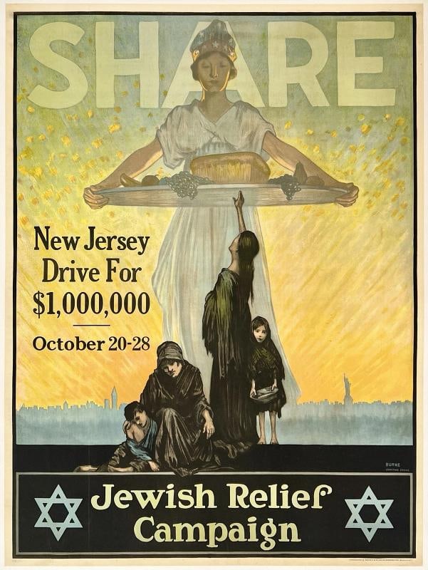 Original Vintage Poster SHARE JEWISH RELIEF CAMPAIGN USA WWI World War One LINEN: Condition: Used,Conflict: WW I (1914-18),Original/Reproduction: Original,Theme: Militaria,Region of Origin: United States,Country of Origin: United States,Modified Item: No Condition: Very Good * (lin