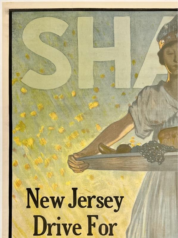 Original Vintage Poster SHARE JEWISH RELIEF CAMPAIGN USA WWI World War One LINEN - 2