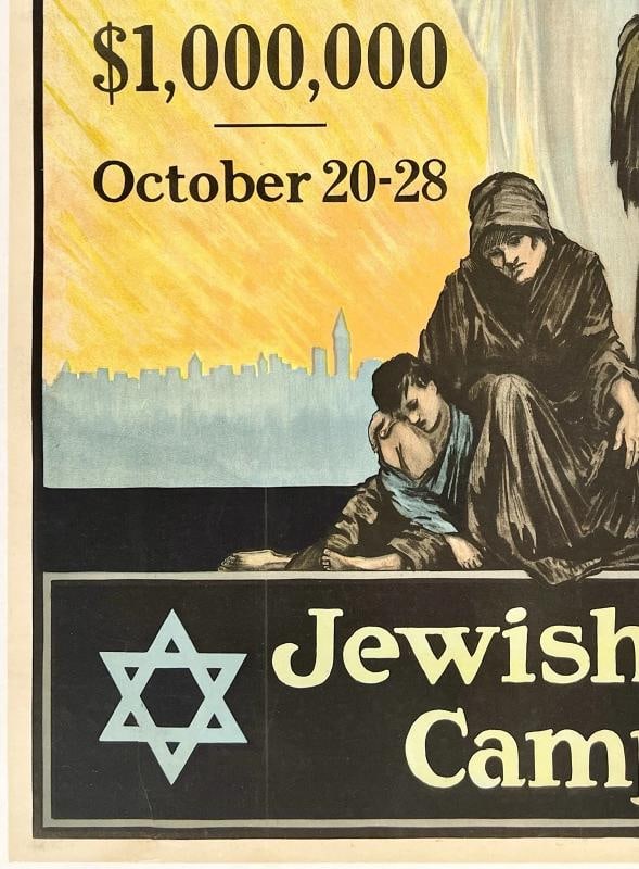 Original Vintage Poster SHARE JEWISH RELIEF CAMPAIGN USA WWI World War One LINEN - 4