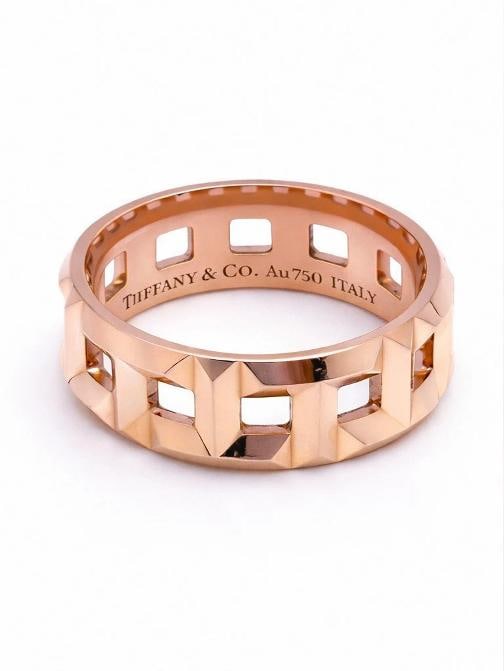 Tiffany & Co T TRUE 18K Rose Gold Band Ring 8 MM Wide Size 9 - 5