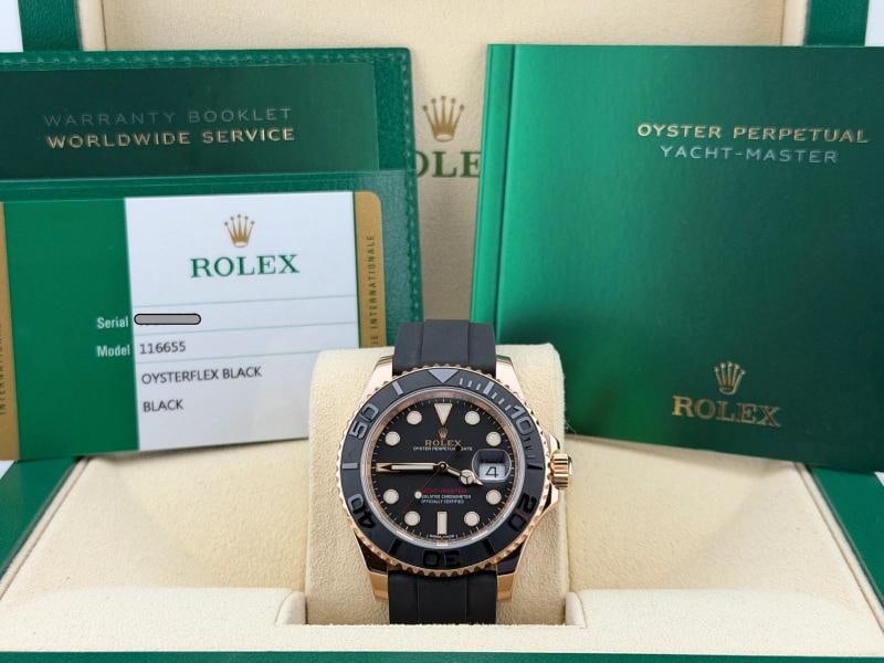 Rolex Yacht Master Oysterflex 116655 40mm 18k Rose Gold Box Papers - 15