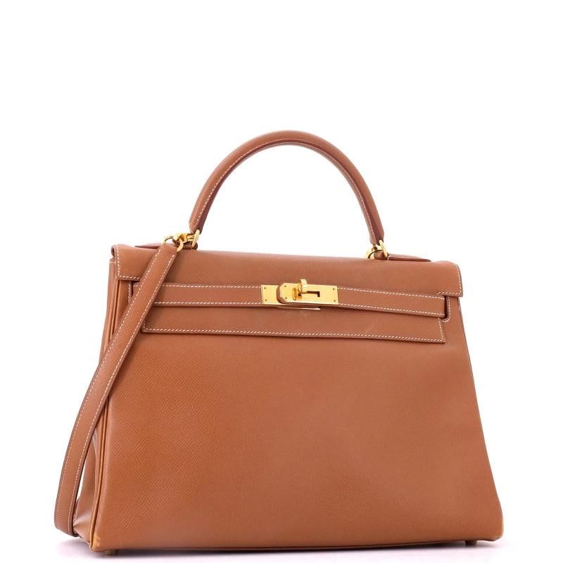 Hermes Kelly Handbag Brown Courchevel with Gold Hardware 32 - 2