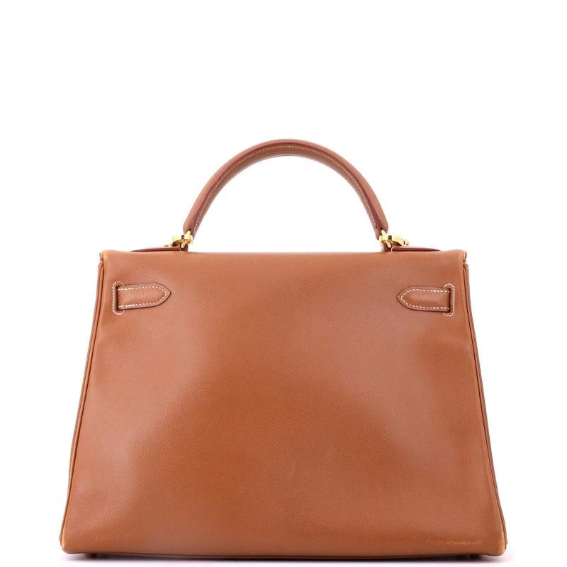 Hermes Kelly Handbag Brown Courchevel with Gold Hardware 32 - 3