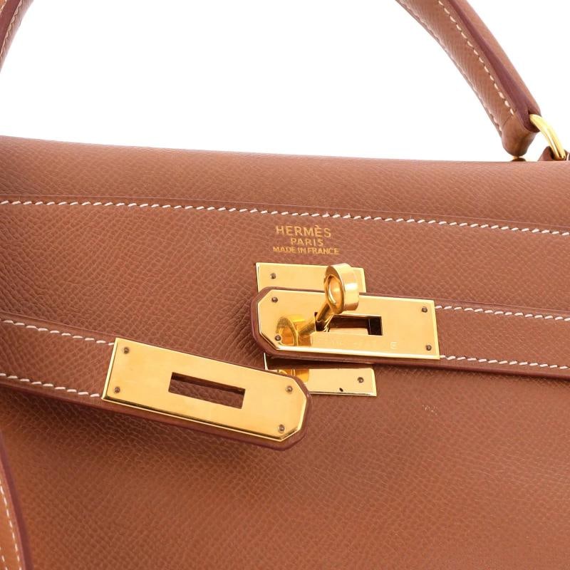 Hermes Kelly Handbag Brown Courchevel with Gold Hardware 32 - 6