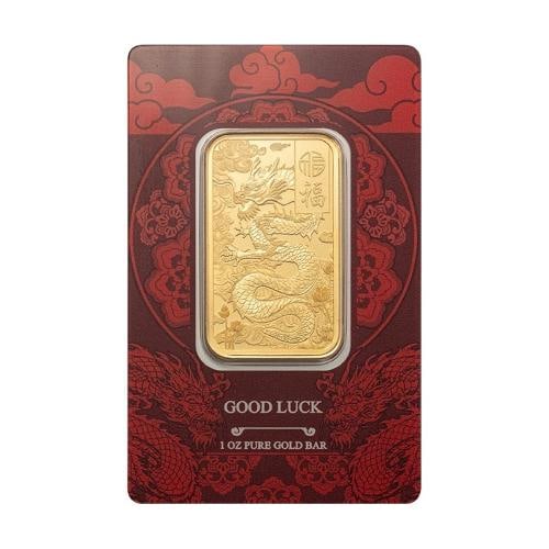 1 oz PAMP Good Luck Yellow Dragon Gold Bar: Year: 2024,Series: PAMP Lunar Gold Bars,Fineness: 0.9999,Composition: Gold,Certification: Uncertified,Grade: Ungraded,Brand/Mint: pamp-suisse-gold-bars,Shape: Bars,Mintage: null,Precious Metal