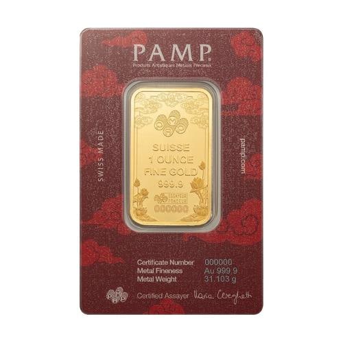 1 oz PAMP Good Luck Yellow Dragon Gold Bar - 2