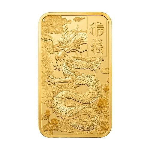 1 oz PAMP Good Luck Yellow Dragon Gold Bar - 3
