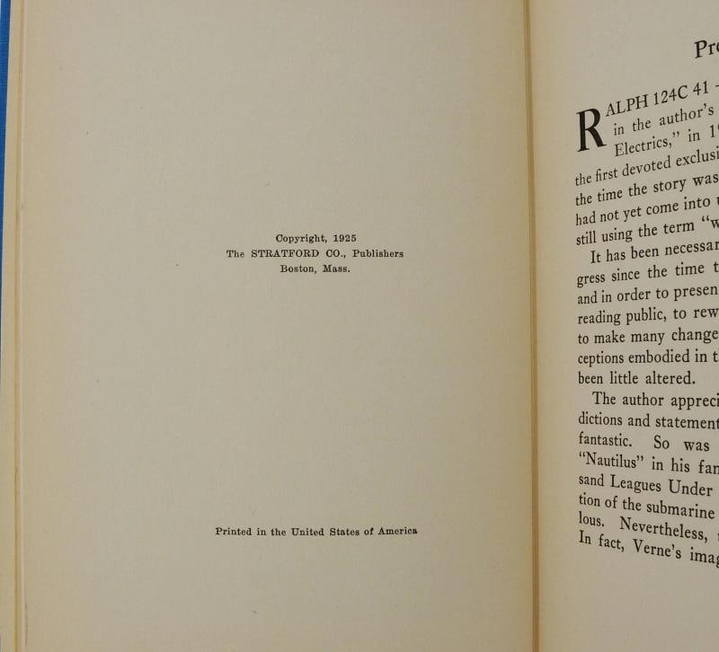 Ralph 124C 41+ ~ by HUGO GERNSBACK ~ First Edition ~ 1st Printing ~ 1925 - 8