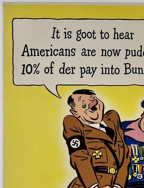 Original Vintage Poster FOR VICTORY PUT 10% IN WAR BONDS Propaganda USA WWII OL - 2