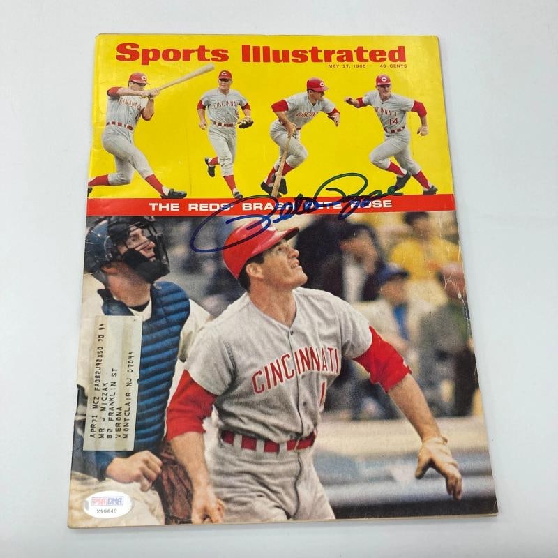 Pete Rose Signed Vintage 1968 First Sports Illustrated Magazine PSA DNA: Sport: Baseball,Player: Pete Rose,Signed: Yes,Original/Reprint: Original,Autograph Authentication: Professional Sports Authenticator (PSA),Product: Magazine,Team: Cincinnati Reds,Country of Origin:
