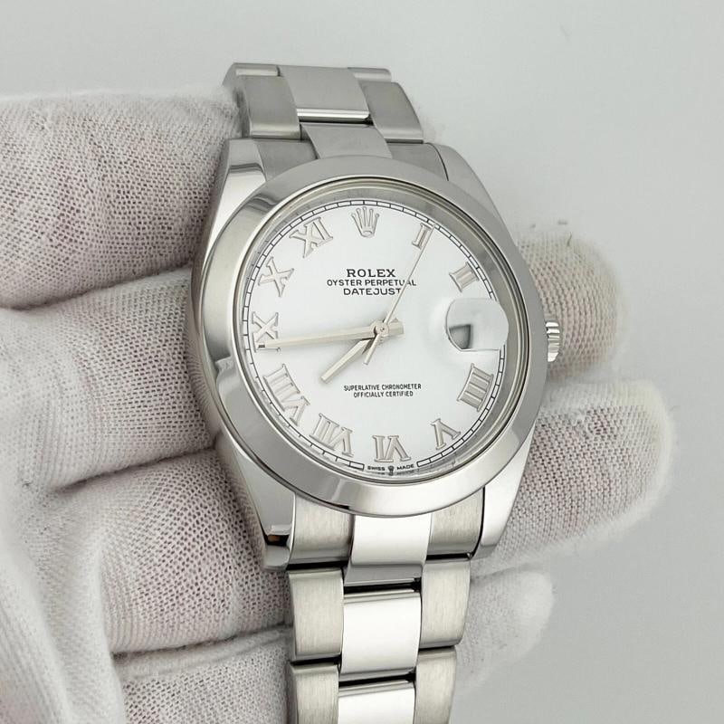 Rolex Datejust 41 126300 White Roman Dial Stainless Steel Box Paper 2021 - 2