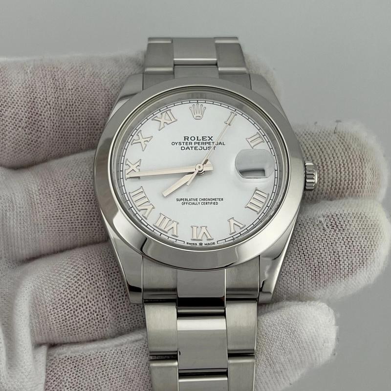 Rolex Datejust 41 126300 White Roman Dial Stainless Steel Box Paper 2021 - 3